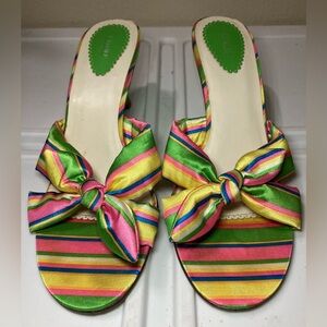 Women’s Multicolor Striped Bow Slide Sandals by Fioni